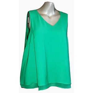 Est. 1946 Women's Plus 22/24W Top Blouse Sleeveless Layered Tank Kelly Green